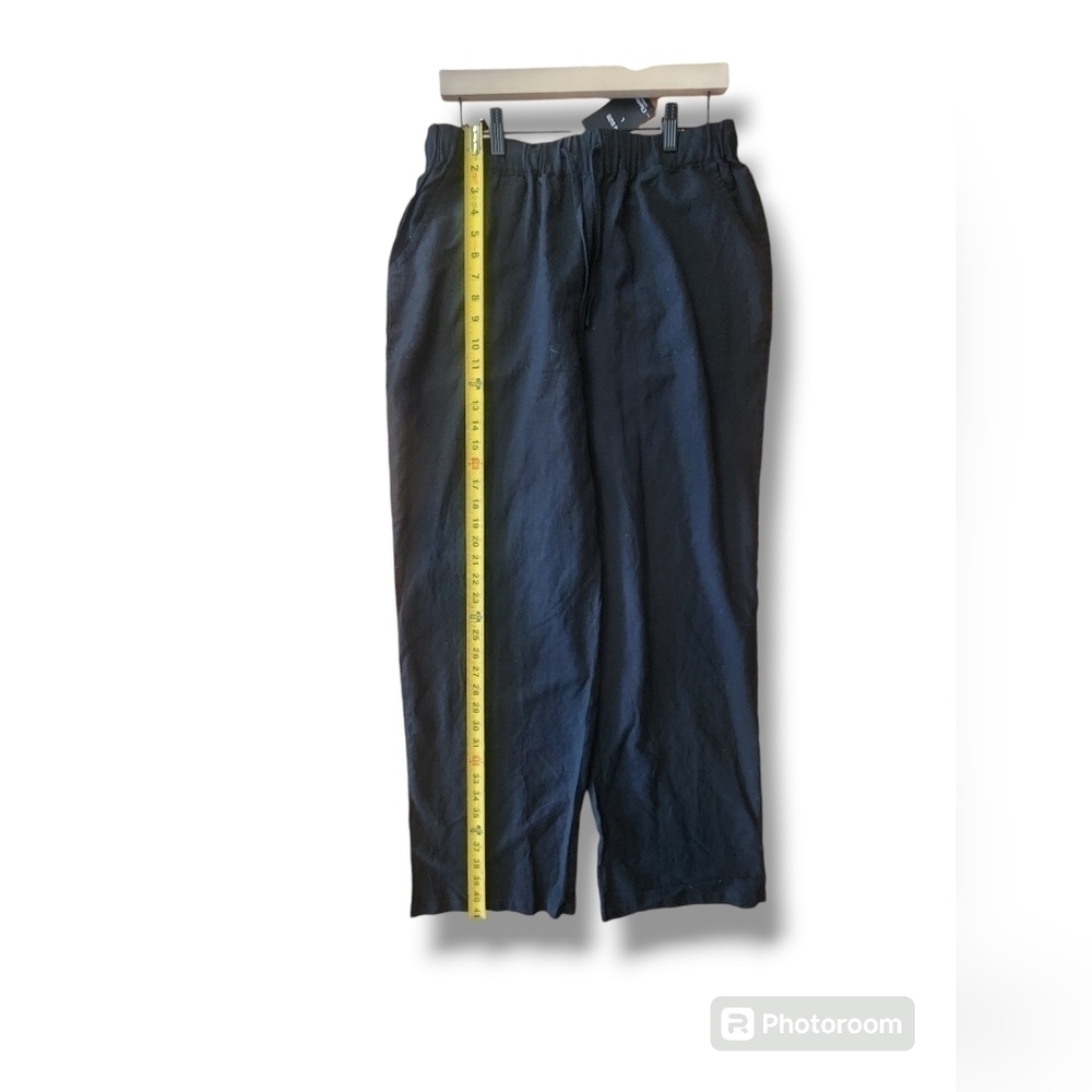 Chartou Cotton Pants Black With Pockets Comfortable Lightweight Comfort Size L - Picture 4 of 8